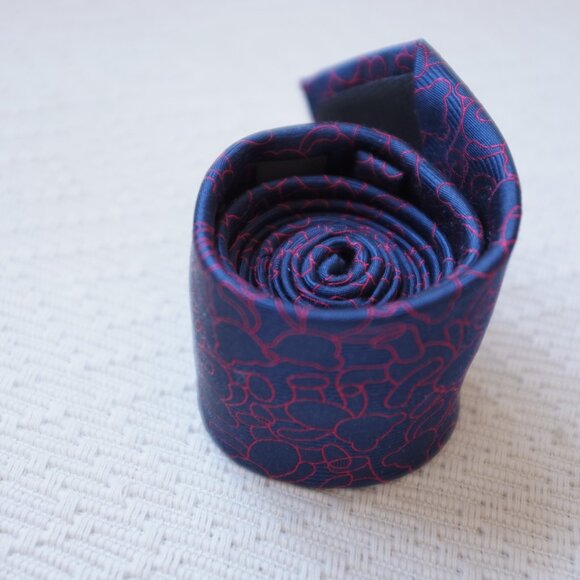 Point Zero luxury blue silk tie with red teddy bear embroidery - Picture 7 of 7